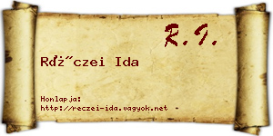 Réczei Ida névjegykártya