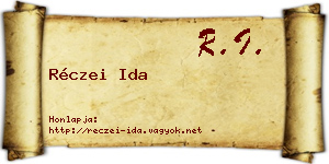 Réczei Ida névjegykártya